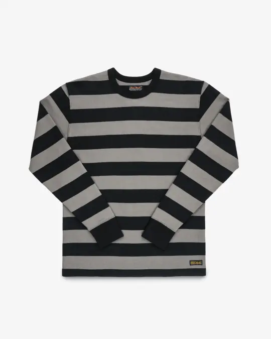11oz Cotton Knit Long-Sleeved Sweater - Grey/Black