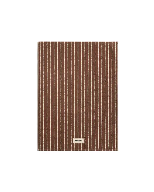 Tekla Terry Bath Mat Rust Stripes