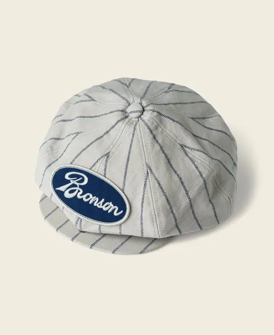 1950s Railroad Stripe Newsboy Cap - Gray