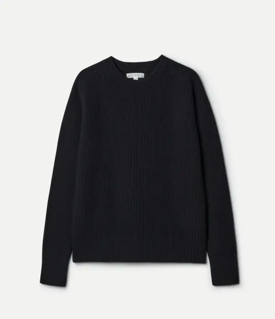 Sturdy Ribbed Merino Wool-Cashmere Raglan Sweater