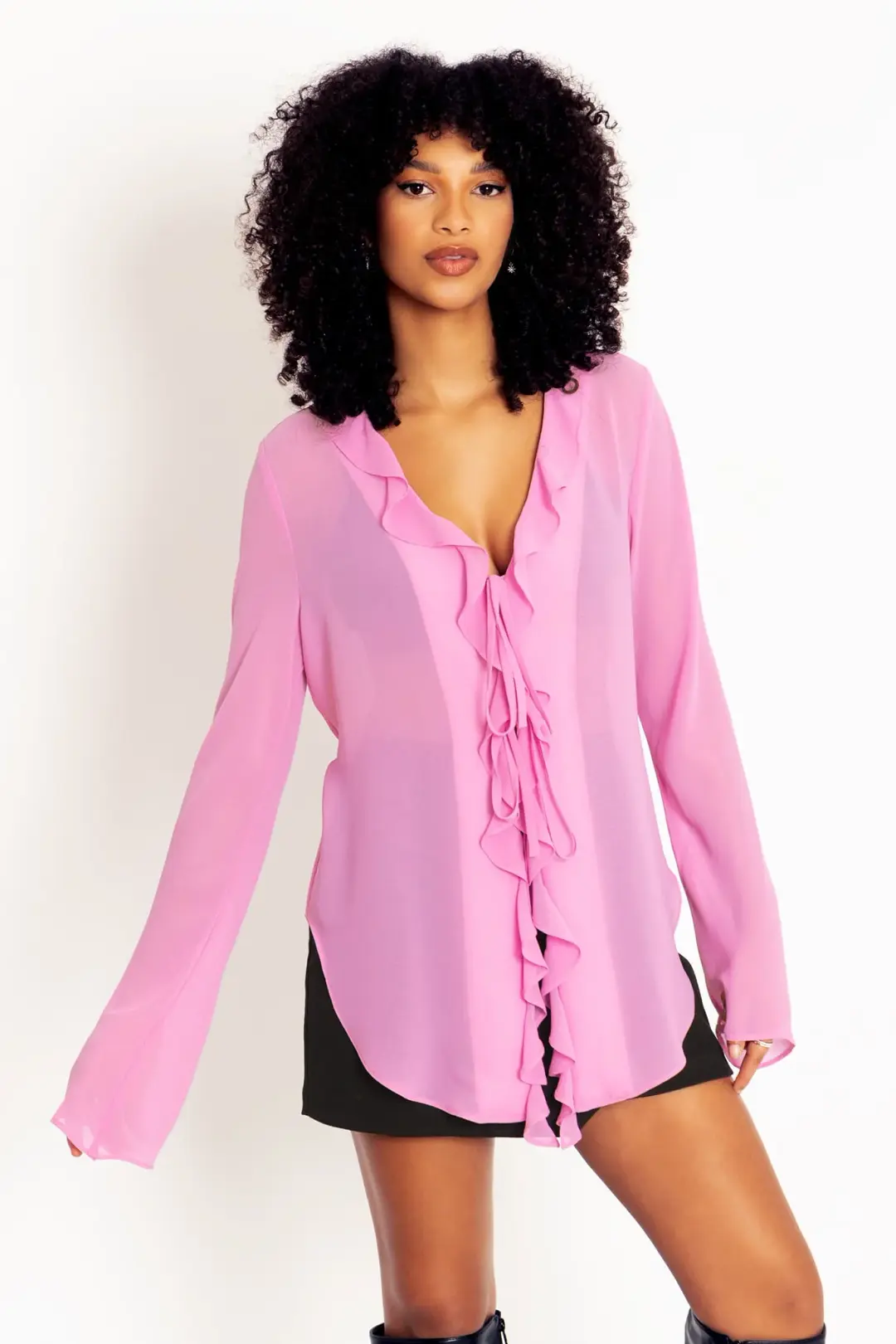 Sakura Sheer Ruffle Top