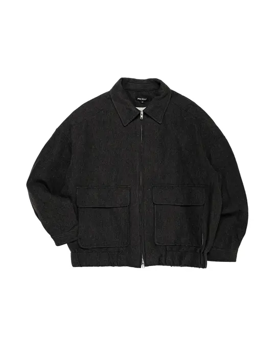 evan kinori Zip Jacket Two Wool Linen Herringbone Black/Brown