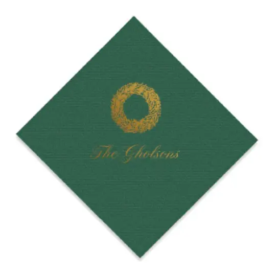 Custom Family Christmas Wreath Printed Cocktail Napkins