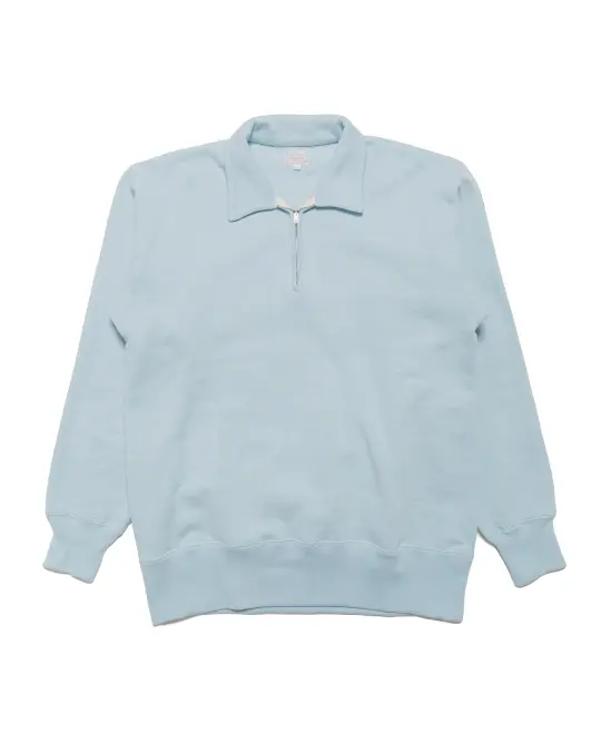 The Real McCoy’s MC24115 10 Oz. Loopwheel 1/4 Zip Sweatshirt Saxe