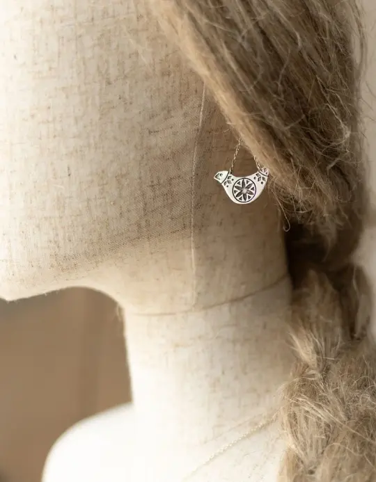 Boucles d'oreilles 'Svyra' oiseau lituanien en argent 925