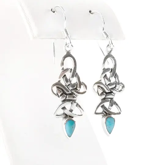 Silver Celtic Knot & Turquoise Earrings