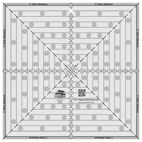 Creative Grids Quilt Ruler 12-1/2in Square It Up or Fussy Cut Square
