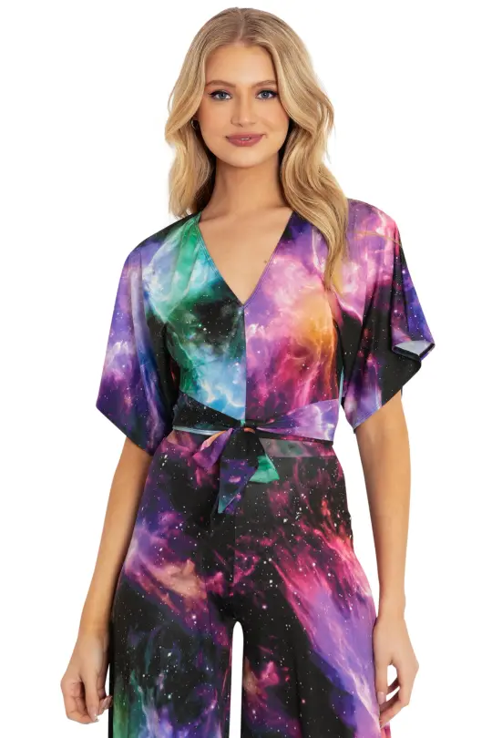 Galaxy Butterfly Kimono Tie Top