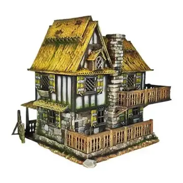 The Marsley Abode 28mm 3D printed medieval fantasy town terrain, painted example, reverse angle