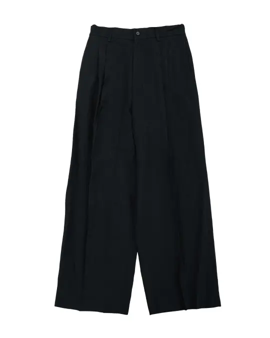 ssstein Viscose/Linen/Rayon Twill Easy Long Wide Trousers Black