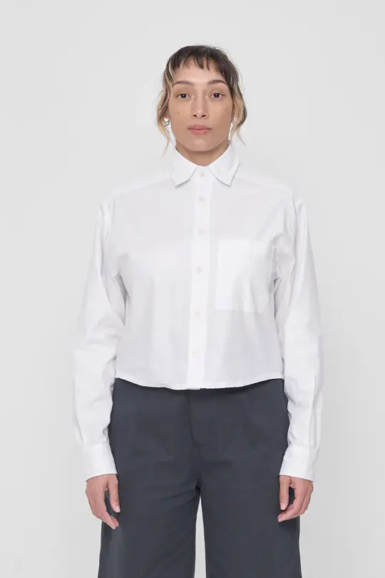 Peach Fuzz Cropped Button-Up Shirt