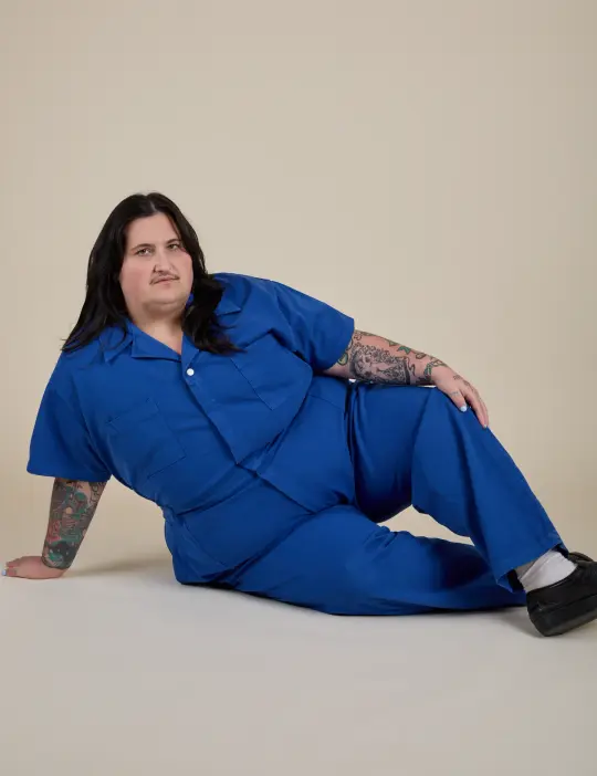 Short Sleeve Jumpsuit - Royal Blue
