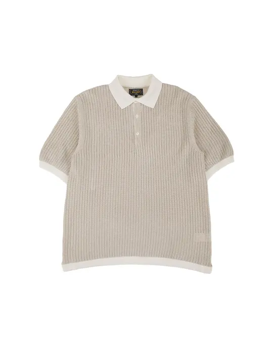 Beams Plus Knit Polo 'Washi' 2 Tone Off White