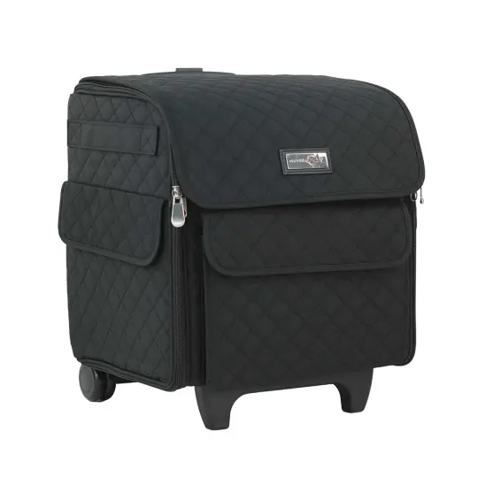 Classic Rolling Serger Tote Black Quilted