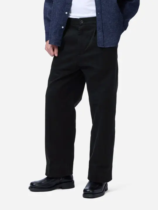 Pleated Trouser ~ Black Peached Twill