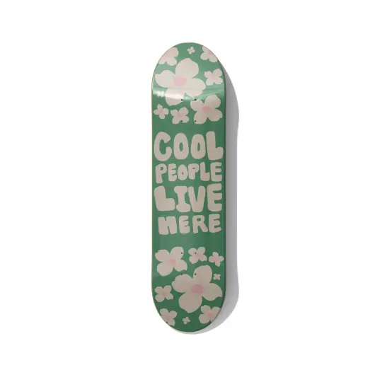 Cool People Live Here Floral Typography Skateboard Art