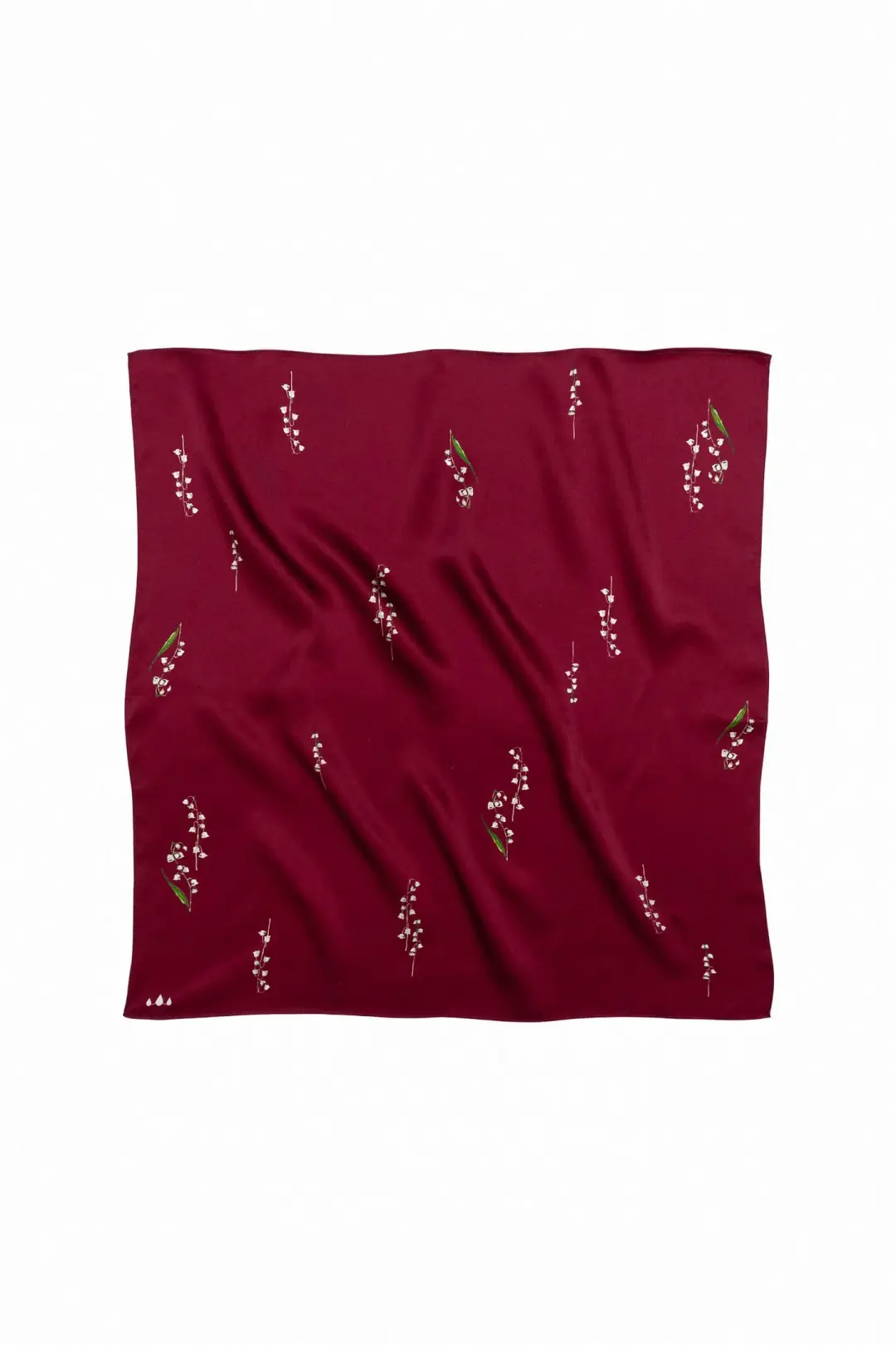 Small Floral Natural Silk Scarf | Red Collection