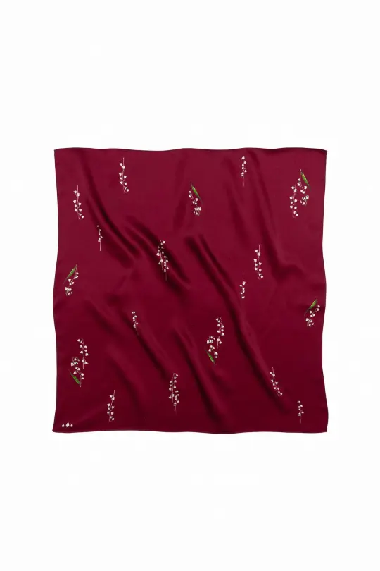 Small Floral Natural Silk Scarf | Red Collection