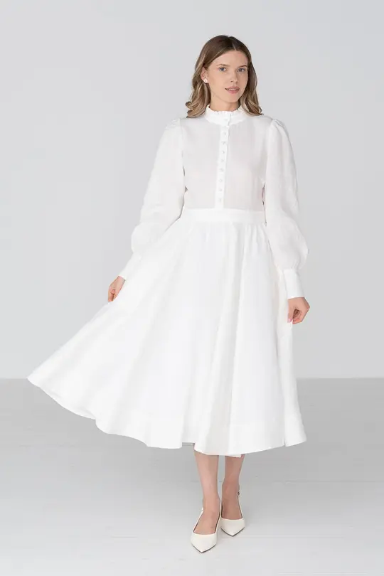 Abigail – Tailored Linen Mandarin Collar Dress
