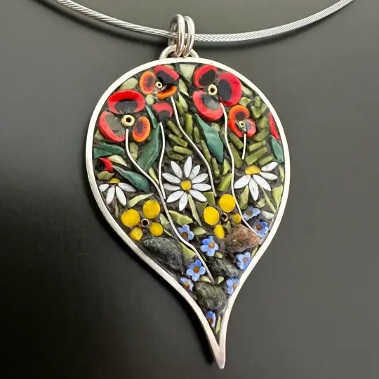 Poppy in Leaf Pendant