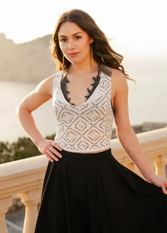 Naima Tank in Cream Boho Geo