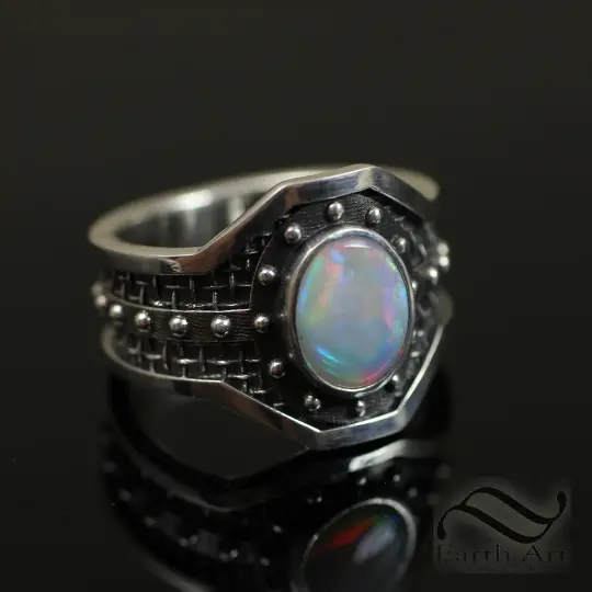 Armored Aussie Opal ring in Sterling Silver