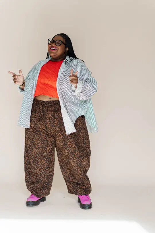 LEOPARD TWILL BALLOON PANT