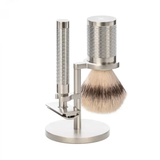 MÜHLE ROCCA 3 Pc. Shaving Set, Silvertip Fibre® Brush & Safety Razor, Stainless Steel