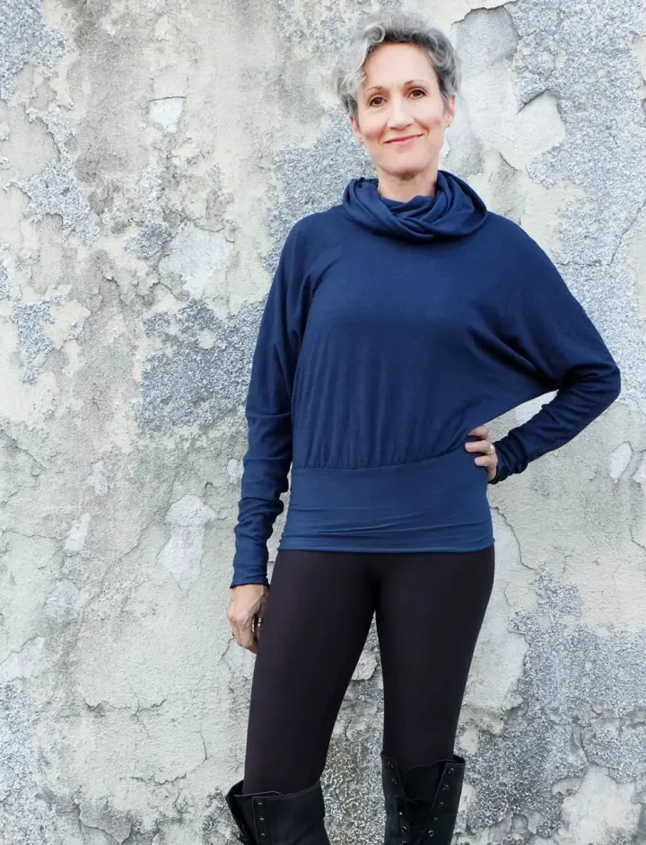 Chunky Cowl Butterfly Banded Shirt