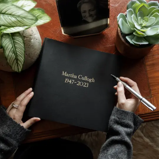 Large Leather Personalised Condolence Book - Two Sizes Available