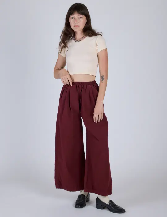Pleated Pull-On Pants - Red Wine *FINAL SALE*