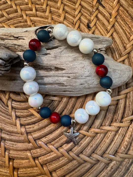 Red, White & Blue Collection - Druzy Starfish Bracelet