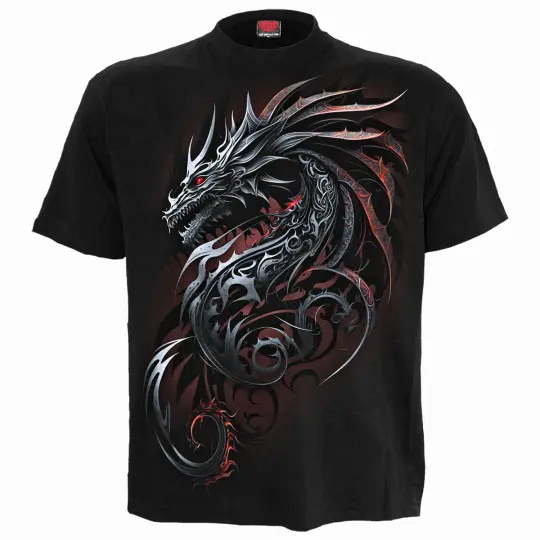 Dragon Shards T-Shirt Black - Fantasy Dragon Tee - Gothic Graphic Shirt