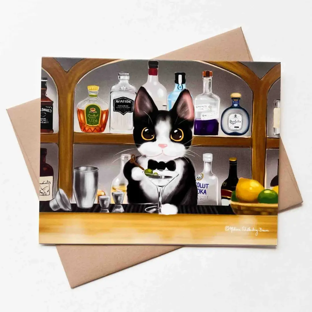 Bartender Kitty Card, Wholesale 6 Pack