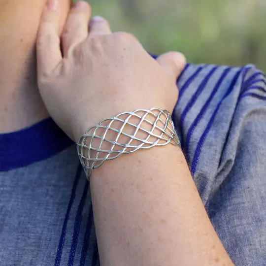 Sterling Silver Entrelazo Cuff Bracelet