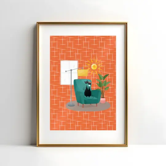 Atomic Cat in Pearls Posters