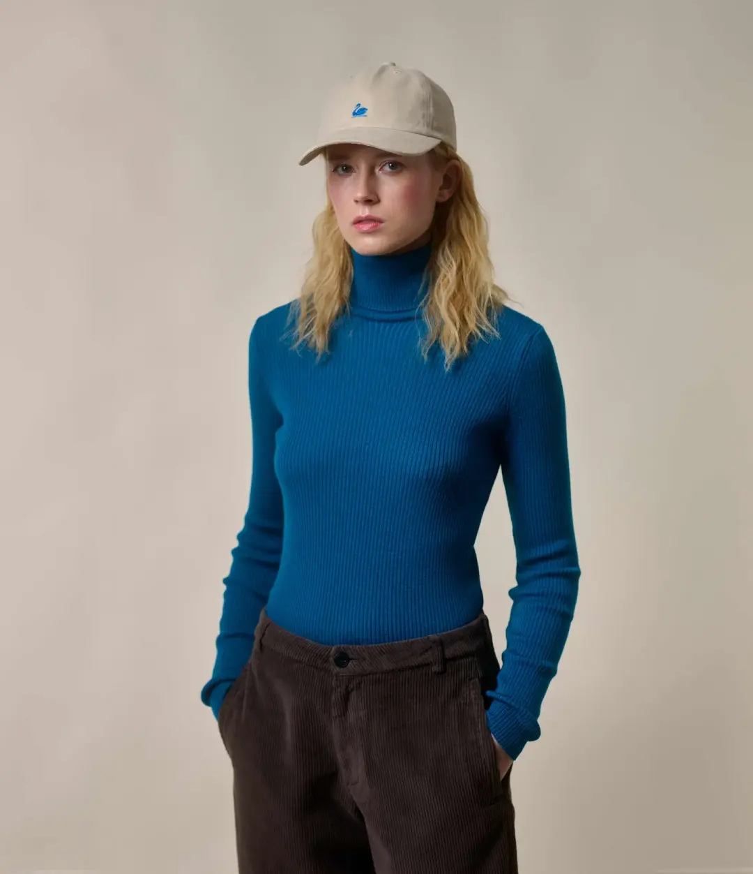 Ribbed Slim Fit Merino Wool Turtleneck Sweater