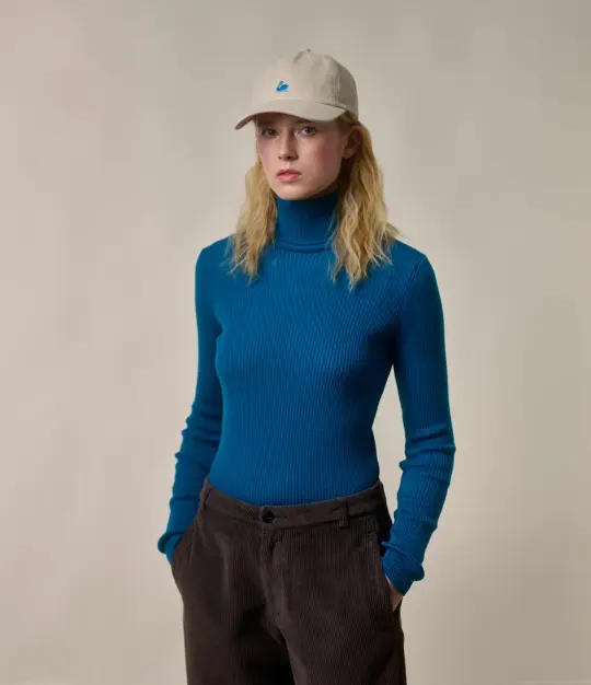 Ribbed Slim Fit Merino Wool Turtleneck Sweater