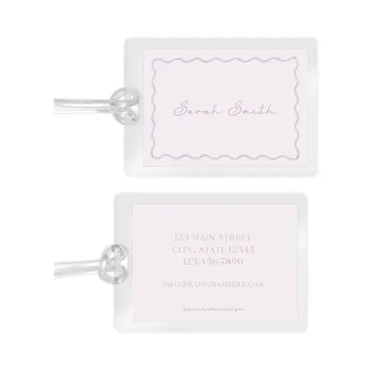 Girl's Simple Lilac Wavy Border Laminated Bag Tag