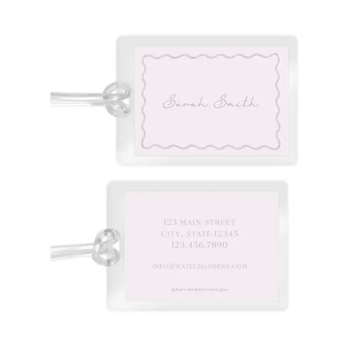 Girl's Simple Lilac Wavy Border Laminated Bag Tag