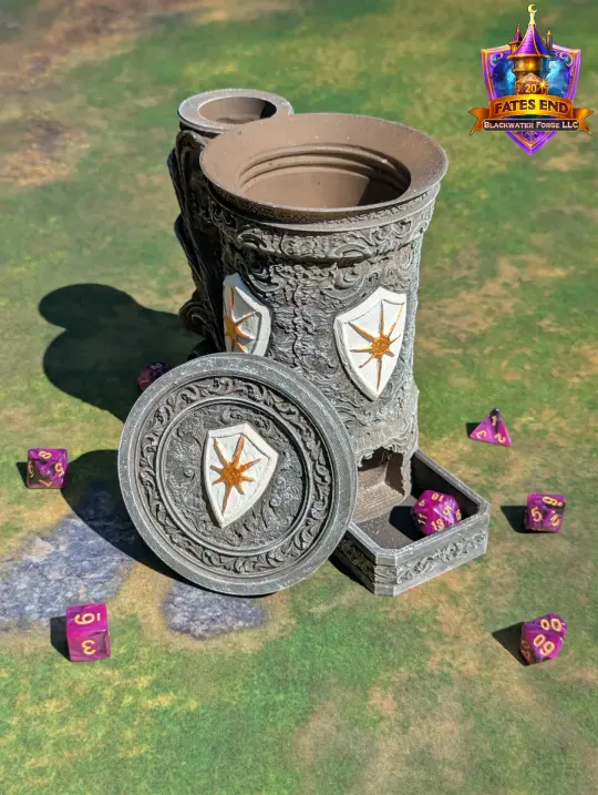 Paladin 3D Printed RPG Dice Tower & Can Holder Combo: Fate's End Collection
