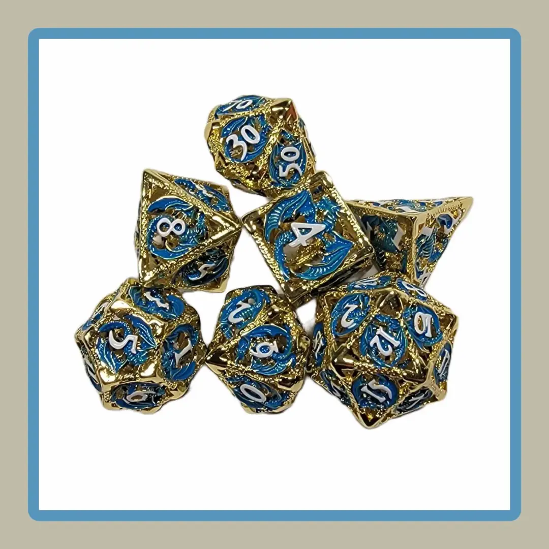 blue dragon hollow metal dice