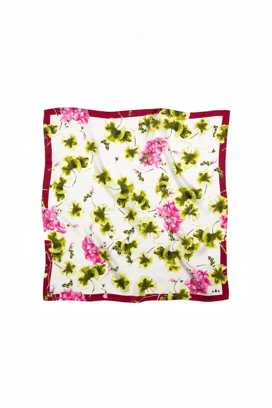 Medium Floral Natural Silk Scarf | Pink & Green