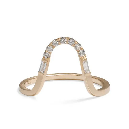 Levo 14k Gold Diamond Stacking ring