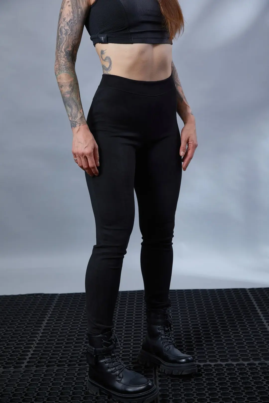 PA-LG Black leggings, suede faux leather