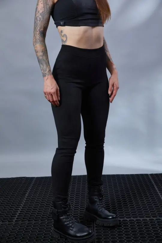 PA-LG Black leggings, suede faux leather