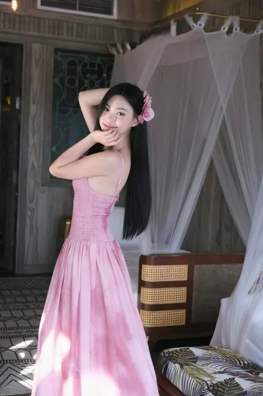 Silky Flowy Women's Prom Gown Pink Maxi Evening Dress Birthday Dress — Fall Outfit 2026 New  RS3430