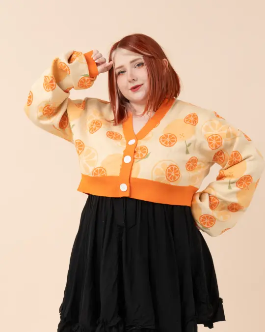 Cropped Orange Cardigan