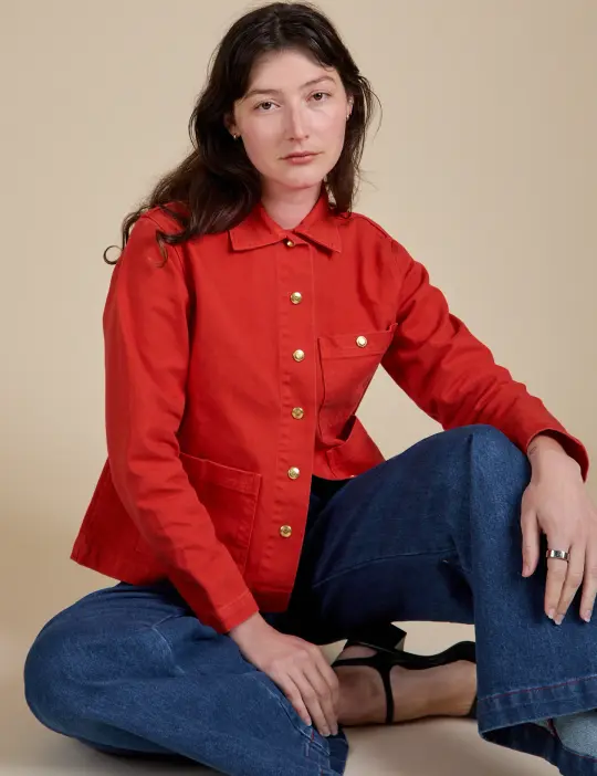 Denim Work Jacket - Mustang Red