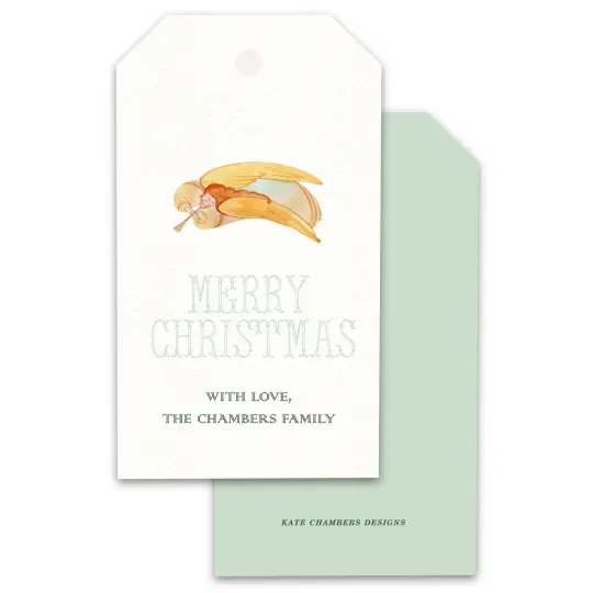 Watercolor Angel Merry Christmas Customizable Holiday Gift Tag